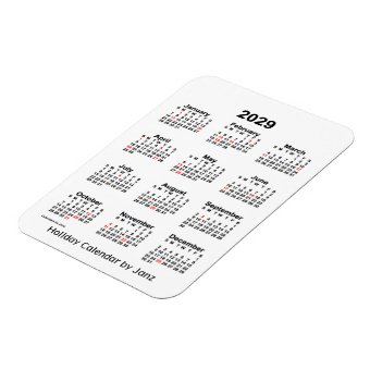 2029 White Holiday Calendar by Janz Magnet | Zazzle