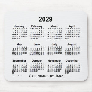 2029 White Smoke Calendar by Janz Mouse Pad