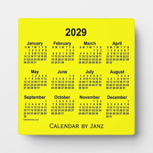 2029 Yellow Desk Calendar by Janz Plaque