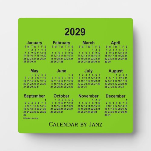 2029 Yellow Green Desk Calendar by Janz Plaque