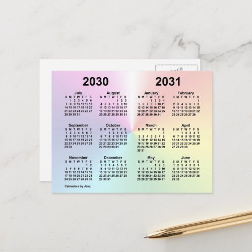 2030_2031 Rainbow Cloud School Calendar by Janz Postcard