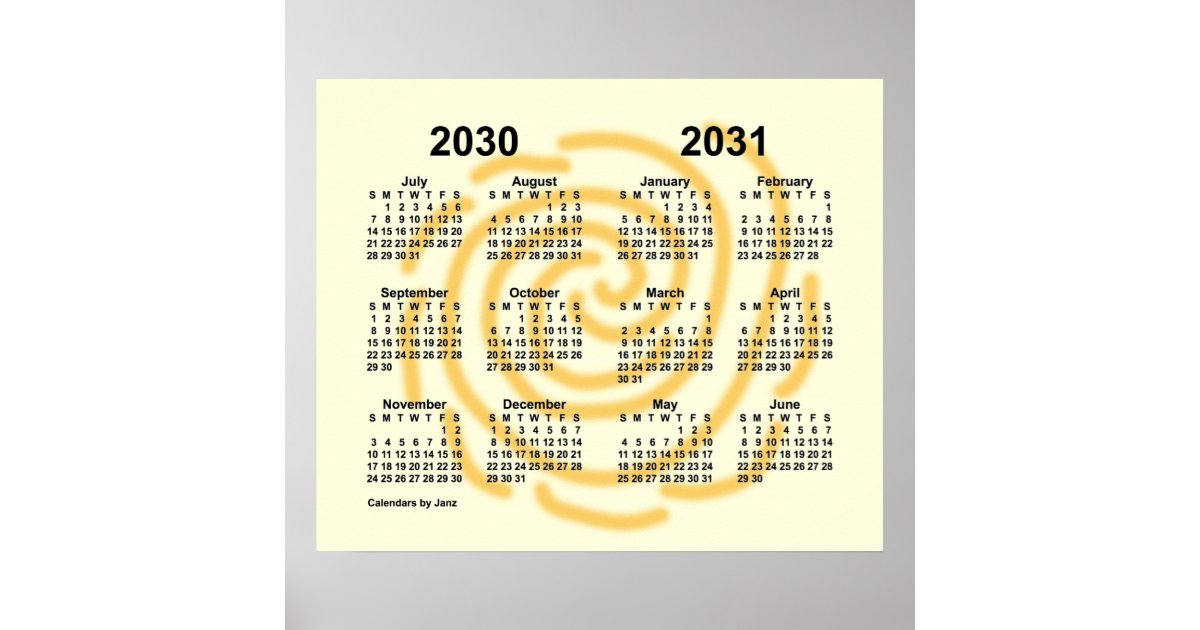 20302031 Sunny Days School Year Calendar by Janz Poster Zazzle