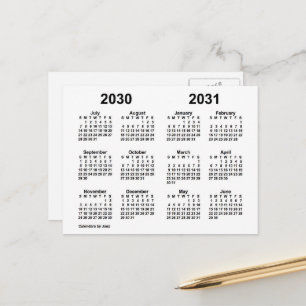 2030-2031 White School Year Calendar by Janz Postcard