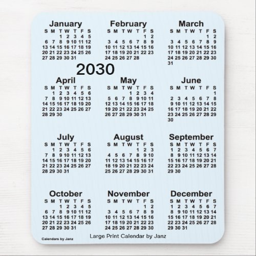 2030 Alice Blue Large Print Calendar by Janz Mouse Pad