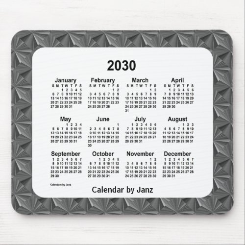 2030 Black Diamonds Calendar by Janz Mouse Pad