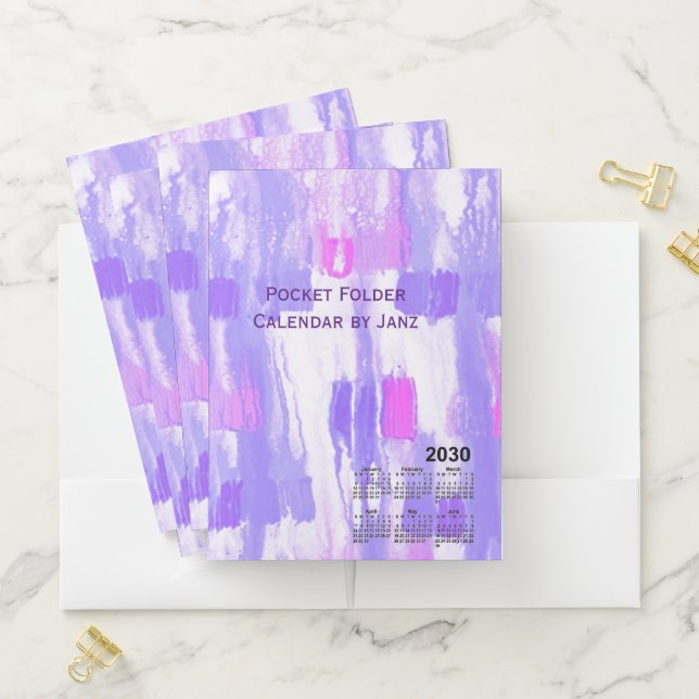 2030 Lavender Rain Calendar by Janz Pocket Folder (In Situ)