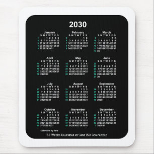 2030 Neon 52 Weeks ISO Calendar by Janz Two Tone Mouse Pad
