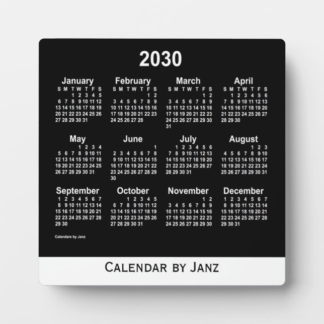 2030 Neon White Desk Calendar by Janz Plaque (Front)
