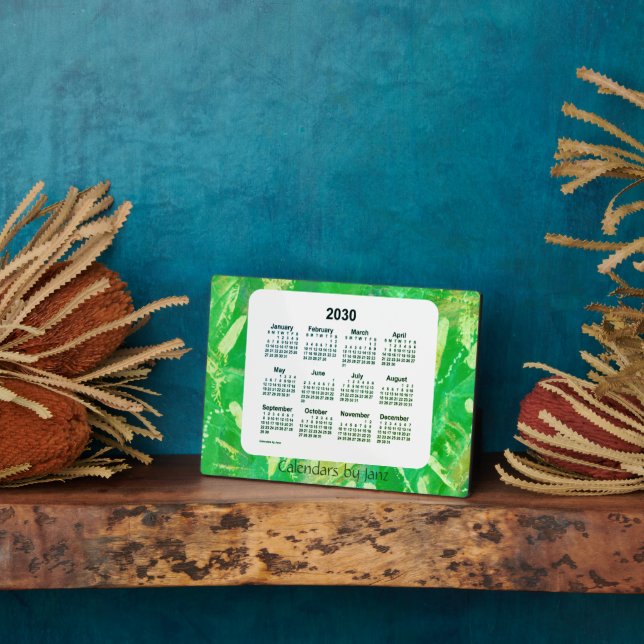 2030 Recoleta Green Tracks Desk Calendar by Janz Plaque (Side)