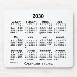 2030 White Calendar by Janz Mouse Pad