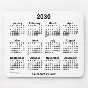 2030 White Calendar by Janz Mouse Pad