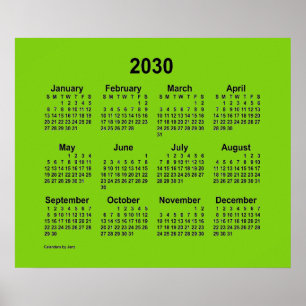 2030 Yellow Green Calendar by Janz Print
