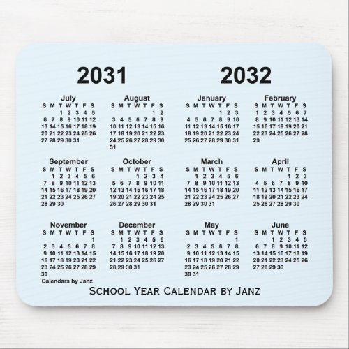 2031_2032 Alice Blue School Year Calendar by Janz Mouse Pad