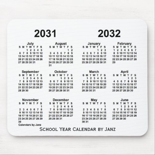 2031_2032 White School Year Calendar by Janz Mouse Pad