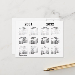 2031-2032 White School Year Calendar by Janz Postcard