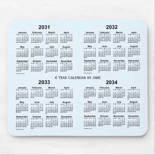 2031_2034 Alice Blue 4 Year Calendar by Janz Mouse Pad