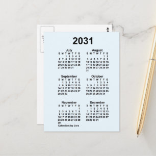 2031 Alice Blue 6 Month Mini Calendar by Janz Postcard