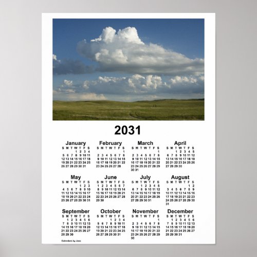2031 Nebraska Sandhills Calendar by Janz Poster