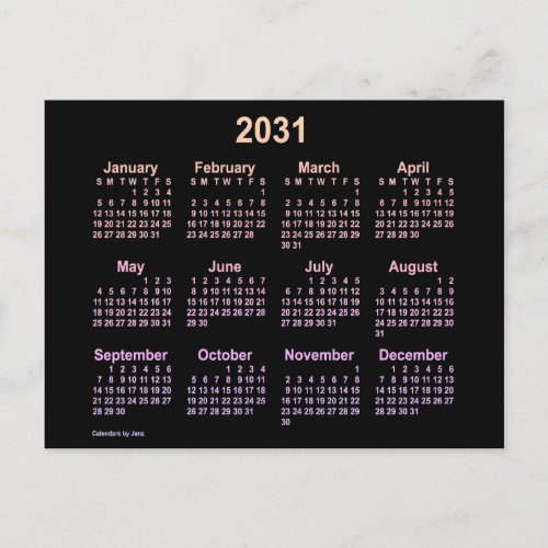 2031 Neon Ipanema Mini Calendar by Janz Postcard