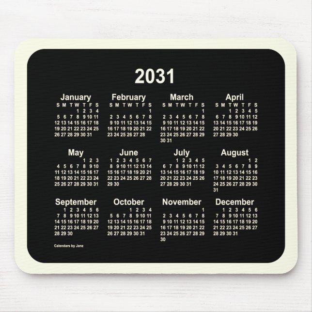2031 Neon Sepia Calendar by Janz Two Tone Mouse Pad (Front)