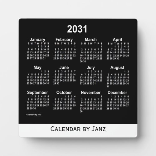 2031 Neon White Desk Calendar by Janz Plaque