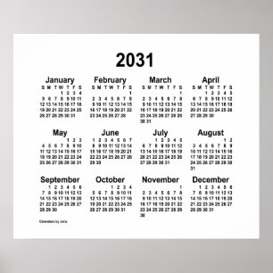 2031 White Calendar by Janz Print