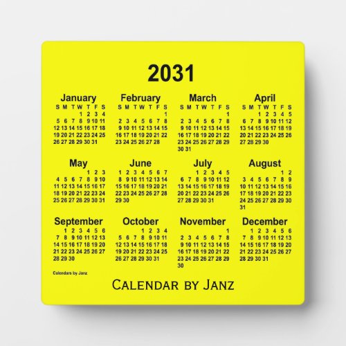 2031 Yellow Desk Calendar by Janz Plaque