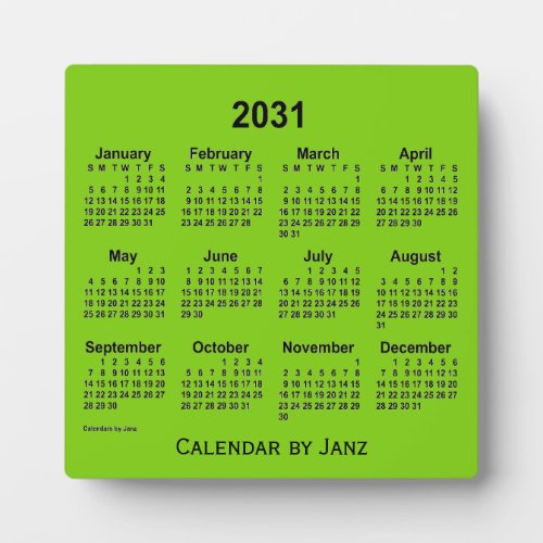 2031 Yellow Green Desk Calendar by Janz Plaque