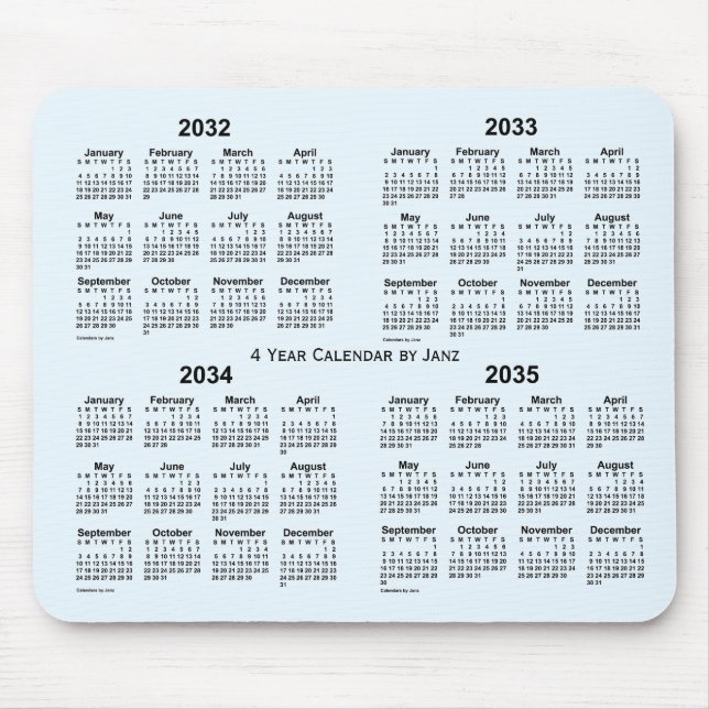 2032-2035 Alice Blue 4 Year Calendar by Janz Mouse Pad (Front)
