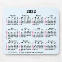 2032 Alice Blue 52 Weeks ISO Calendar by Janz Mouse Pad | Zazzle