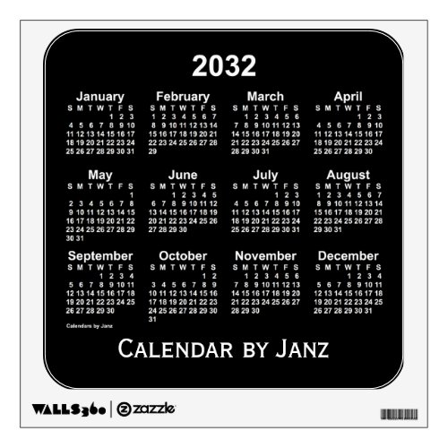 2032 Black Calendar by Janz Wall Decal