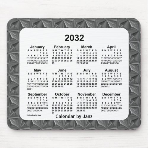 2032 Black Diamonds Calendar by Janz Mouse Pad