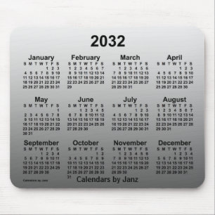 2032 Faded White Calendar by Janz Mouse Pad