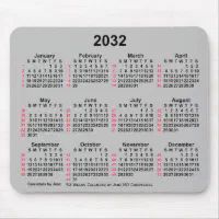 2032 Silver 52 Weeks ISO Calendar by Janz Mouse Pad | Zazzle