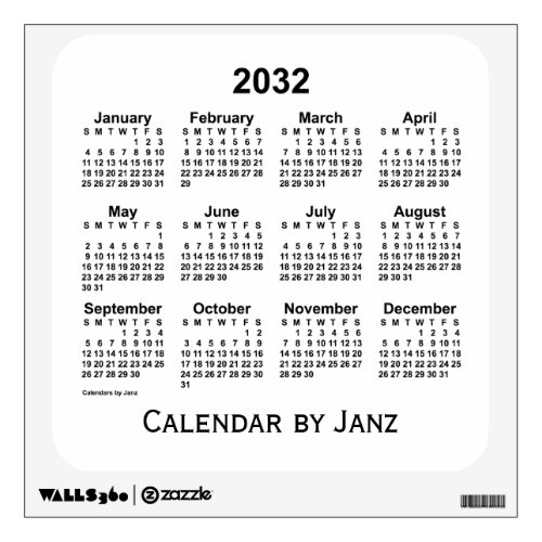 2032 White Calendar by Janz Wall Decal