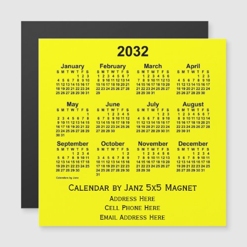 2032 Yellow Business Calendar by Janz
