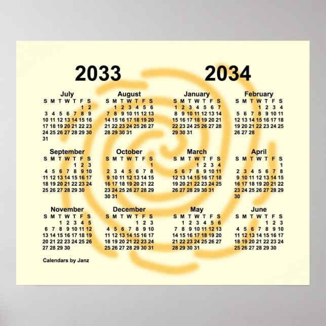2033-2034 Sunny Days School Year Calendar by Janz Poster (Front)