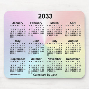 2033 Rainbow Cloud Calendar by Janz Mouse Pad
