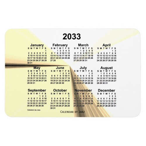 2033 Sepia Vanishing Point Calendar by Janz 4x6 Magnet