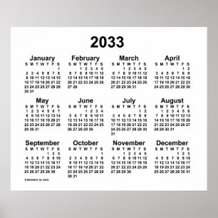 2033 White Calendar by Janz Print