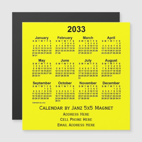 2033 Yellow Business Calendar by Janz