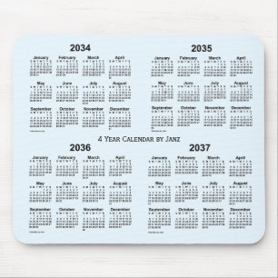 2034-2037 Alice Blue 4 Year Calendar by Janz Mouse Pad