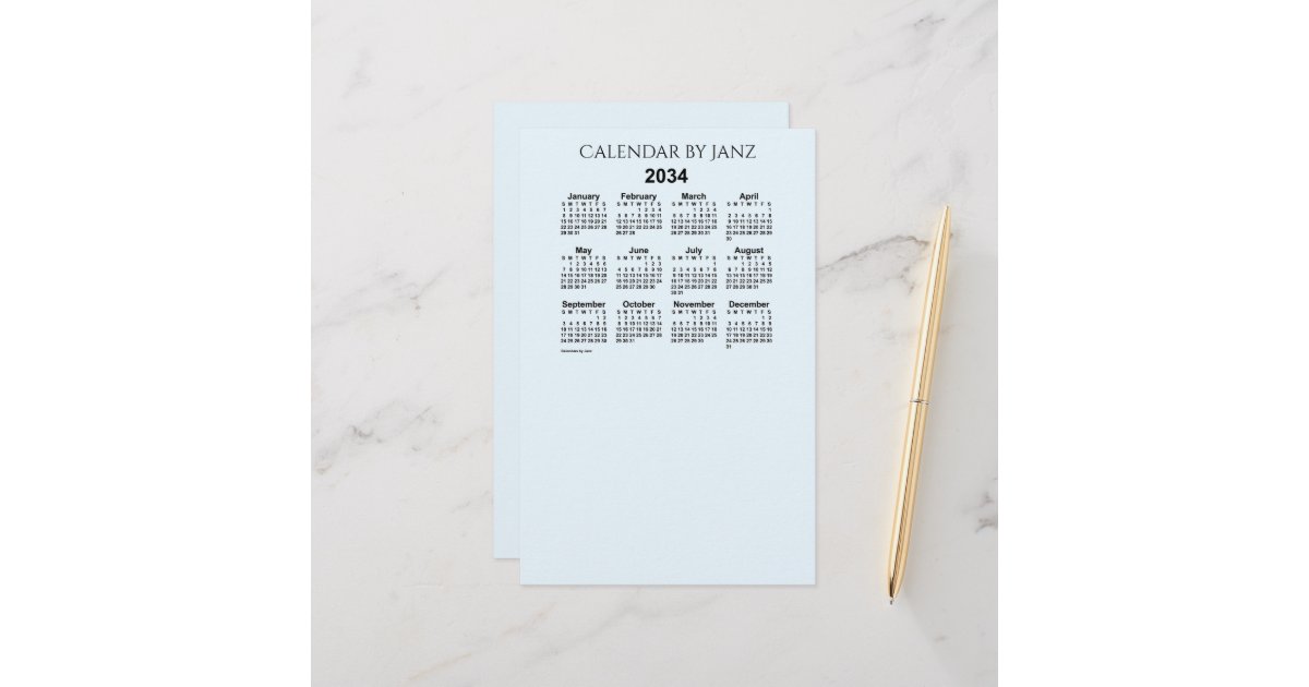 2037-2038 White School Year Calendar by Janz Postcard, Zazzle