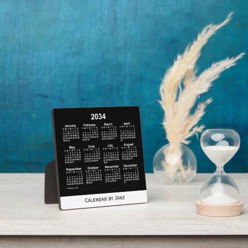 2034 Neon White Desk Calendar by Janz Plaque