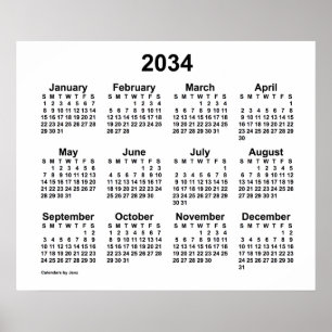 2034 White Calendar by Janz Print