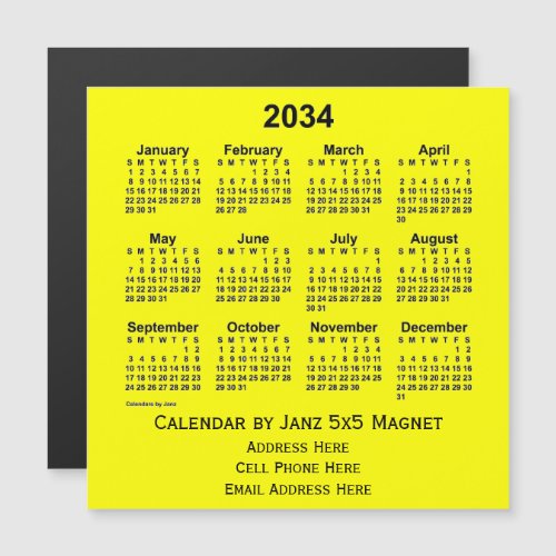 2034 Yellow Business Calendar by Janz