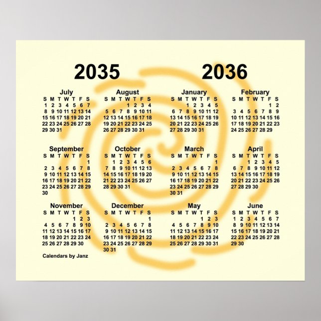 2035-2036 Sunny Days School Year Calendar by Janz Poster (Front)