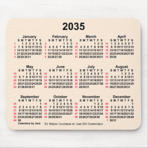 2035 Antique White 52 Weeks ISO Calendar by Janz Mouse Pad