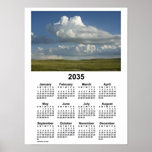 2035 Nebraska Sandhills Calendar by Janz Poster