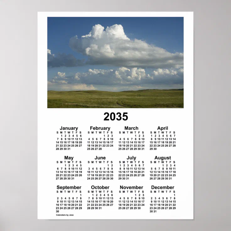 2035 Nebraska Sandhills Calendar by Janz Poster | Zazzle